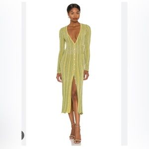 MISA Los Angeles Rafael knit dress in green.